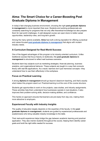 Aima_ The Smart Choice for a Career-Boosting Post Graduate Diploma in Management