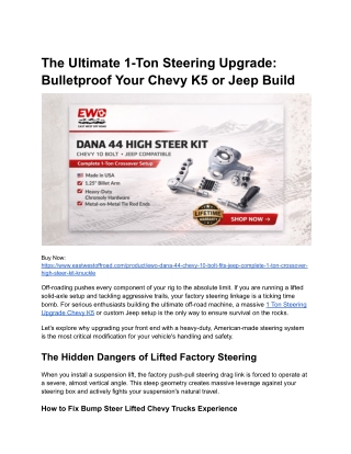 Ultimate 1-Ton Steering Upgrade_ Fix Bump Steer _ EWO