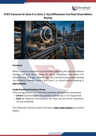 ATEX Cameras for Zone 0 vs Zone 1 Key Differences You Must Know Before Buying