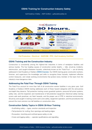 Get Globally Recognized OSHA 30-Hour Certification – Gulf Academy Safety
