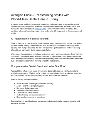 Transforming Smiles with World-Class Dental Care in Turkey - Avangart Clinic