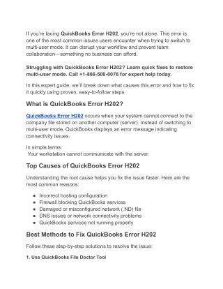 QuickBooks Error H202: Fix Multi-User Mode Issue Fast (2026 Guide)
