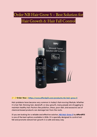 Order NB Hair Grow 5 – Best Solution for Hair Growth & Hair Fall Control