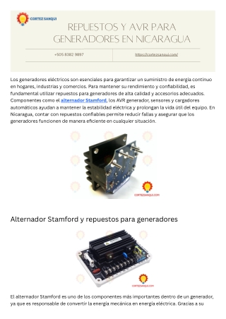 Repuestos y AVR para Generadores en Nicaragua