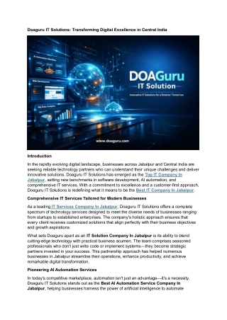 Doaguru IT Solutions: Transforming Digital Excellence in Central India