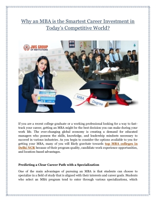 Why an MBA is the Smartest Career Investment in Today’s Competitive World?