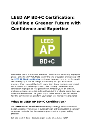 LEED AP BD C Certification_ Building a Greener Future with Confidence and Expertise