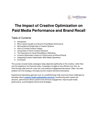 The Impact of Creative Optimization on Paid Media Performance and Brand Recall