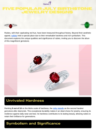 Five Popular July Birthstone Jewelry Designs