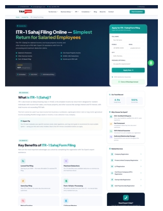 ITR-1 Sahaj Filing Online | Tax Gyani