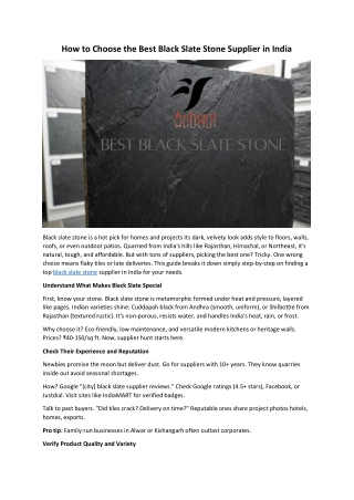 How to Choose the Best Black Slate Stone Supplier in India
