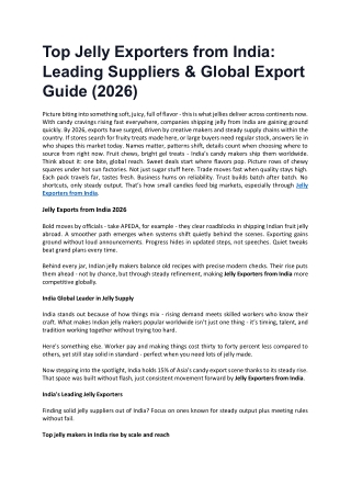 Top Jelly Exporters from India: Leading Suppliers & Global Export Guide (2026)