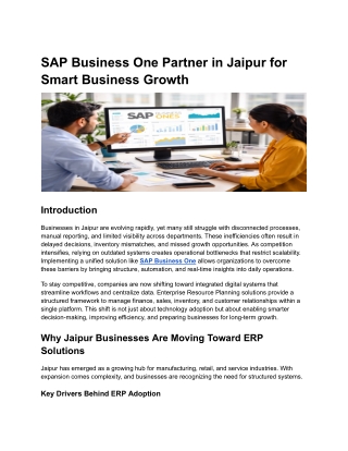SAP Business One Partner in Jaipur for Smart Business Growth