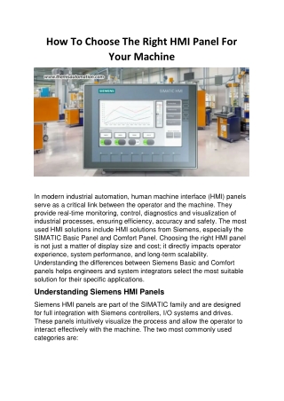 How To Choose The Right HMI Panel For Your Machine