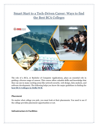 Smart Start to a Tech-Driven Career: Ways to find the Best BCA Colleges