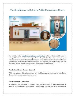 The Significance to Opt for a Public Convenience Centre