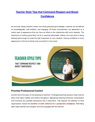 Teacher Style Tips that Command Respect and Boost Confidence