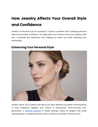 How Jewelry Affects Your Style and Confidence