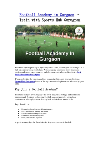 Football Academy in Gurgaon – Sports Hub Gurugram