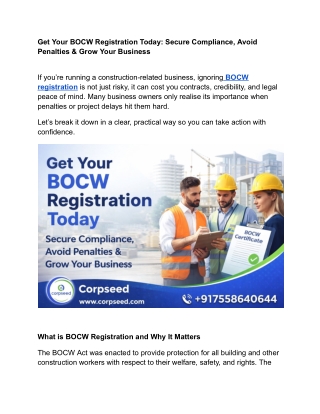 Get Your BOCW Registration Today Secure Compliance, Avoid Penalties & Grow Your Business