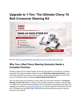 Upgrade to 1-Ton_ Chevy 10 Bolt Crossover Steering Kit
