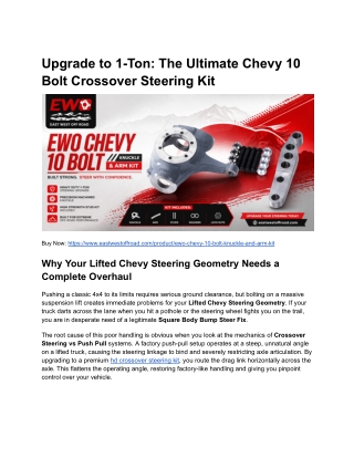 Upgrade to 1-Ton_ Chevy 10 Bolt Crossover Steering Kit