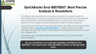 Stepwise Solutions for QuickBooks Error 80070057