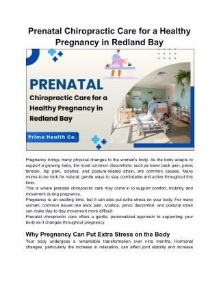 Prenatal Chiropractic Care for a Healthy Pregnancy in Redland Bay
