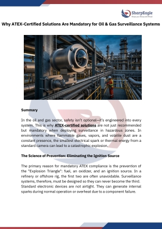 Why ATEX-Certified Solutions Are Mandatory for Oil & Gas Surveillance Systems