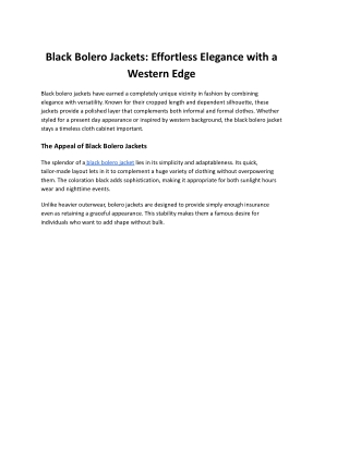 Black Bolero Jackets_ Effortless Elegance with a Western Edge