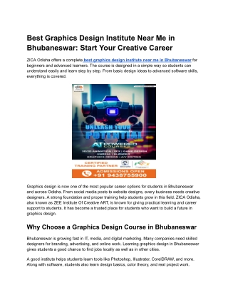 Best Graphics Design Institute Near Me in Bhubaneswar Start Your Creative Career