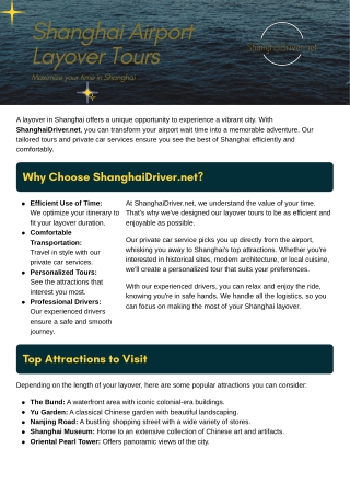 Shanghai Airport Layover - Maximize your time in Shanghai