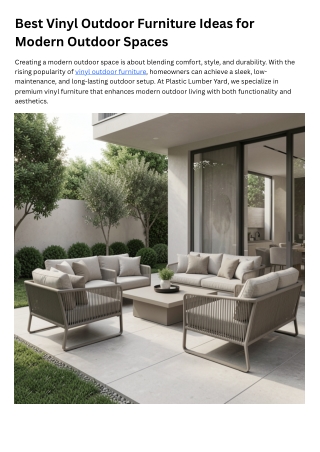 Best Vinyl Outdoor Furniture Ideas for Modern Outdoor Spaces