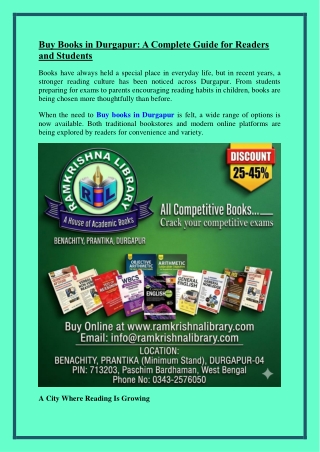Buy Books in Durgapur A Complete Guide for Readers and Students