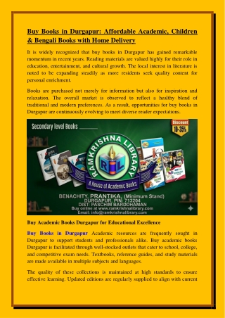 Buy Books in Durgapur Affordable Academic, Children & Bengali Books with Home Delivery