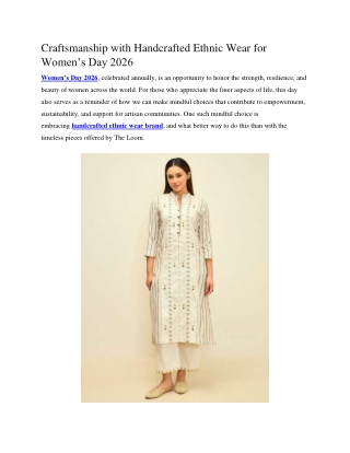 Craftsmanship with Handcrafted Ethnic Wear 2026