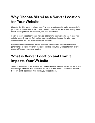 Why Choose Miami as a Server Location for Your Website