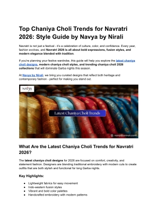 Top Chaniya Choli Trends for Navratri 2026_ Style Guide by Navya by Nirali