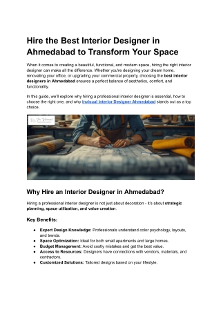 Hire the Best Interior Designer in Ahmedabad to Transform Your Space