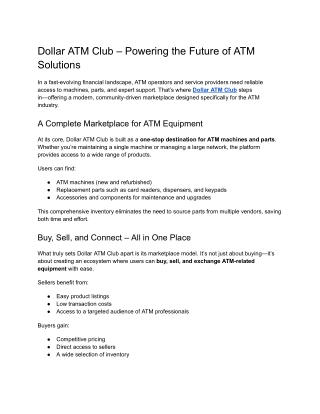 Dollar ATM Club – Powering the Future of ATM Solutions