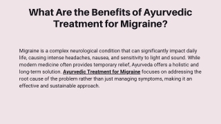 What Are the Benefits of Ayurvedic Treatment for Migraine