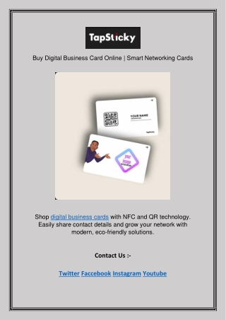 Buy Digital Business Card Online | Smart Networking Cards
