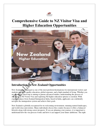 Comprehensive Guide to NZ Visitor Visa and Higher Education Opportunities