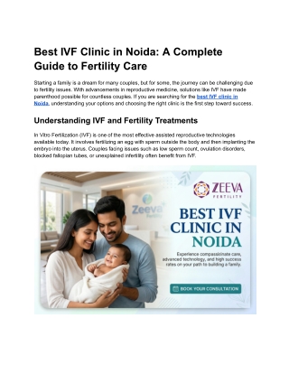 Best IVF Clinic in Noida | Your Journey to Parenthood