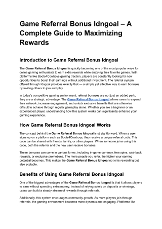 Game Referral Bonus Idngoal – A Complete Guide to Maximizing Rewards