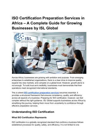 ISO Certification Preparation Services in Africa – A Complete Guide for Growing