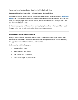 Applebees Menu Nutrition Guide – Calories, Healthy Options & More