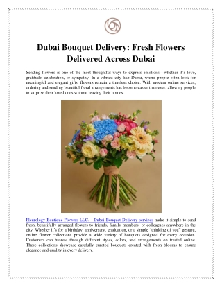 Dubai Bouquet Delivery Fresh Flowers Delivered Across Dubai