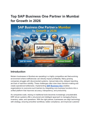 Top SAP Business One Partner in Mumbai for Growth in 2026