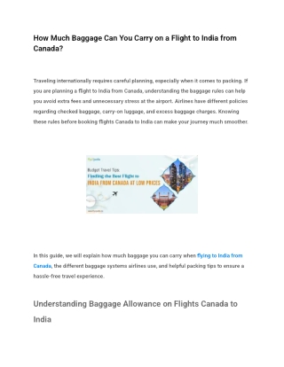 Baggage Allowance Guide for Canada to India Travel – Tips to Pack Smart